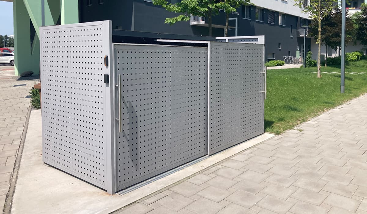 Gerhardt Braun Mülltonnen-Box Quadratlochblech grau