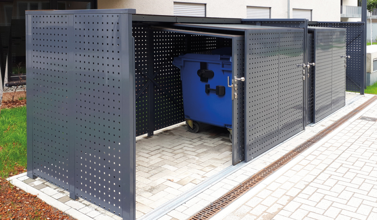 <h5>Mülltonnen-Boxen mit Schiebetür für Müllcontainer</h5>